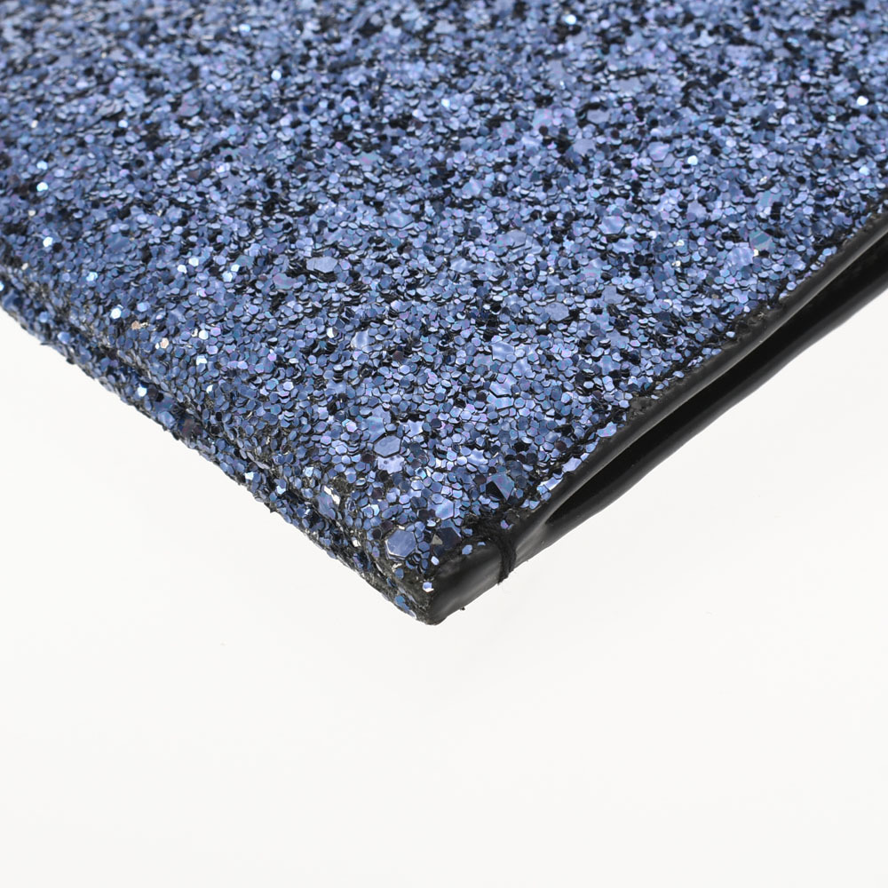 SAINT LAURENT Blue Leather Lame Clutch Bag - Picture 7 of 11